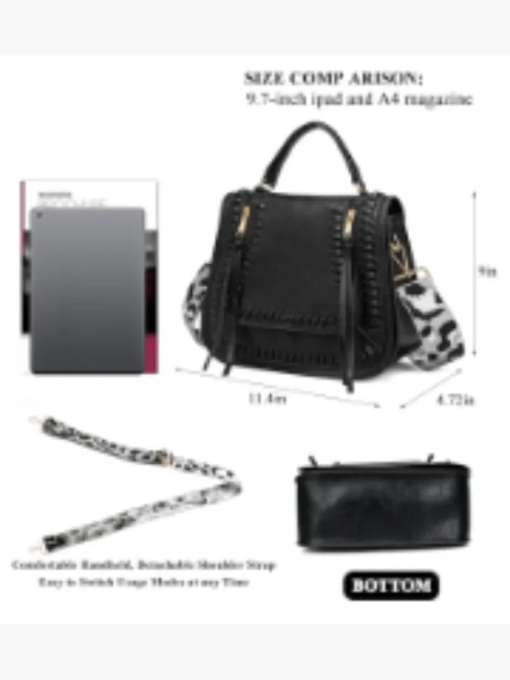 Vintage Crossbody Bag Women Multi-Pocket Zipped Faux Leather Handbag Shoulder